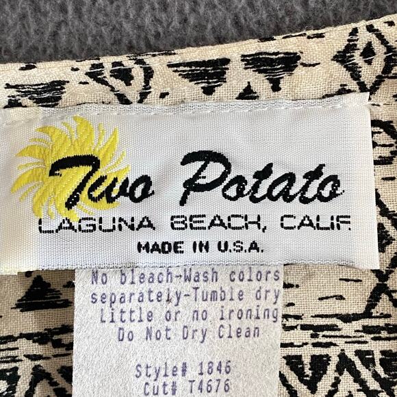 Vtg 80s 90s NOS Two Potato Artsy Midi Tiered Muumuu Dress M Resort Wear Cotton - Picture 15 of 16